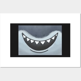 Great White Shark Open Mouth Smile Mask! Posters and Art